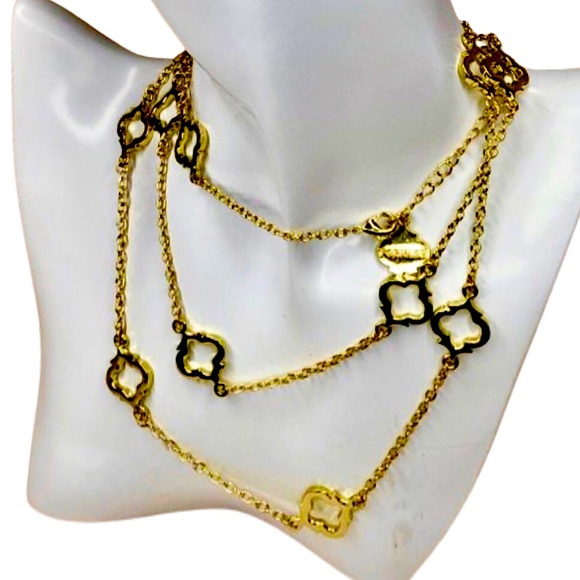 FORNASH Quatrefoil Gold Tone Necklace with lobster claw clasp 42 inches long - Picture 3 of 12